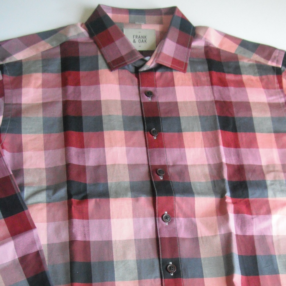 Frank & Oak Multiple Reds Check Long Sleeve Shirt